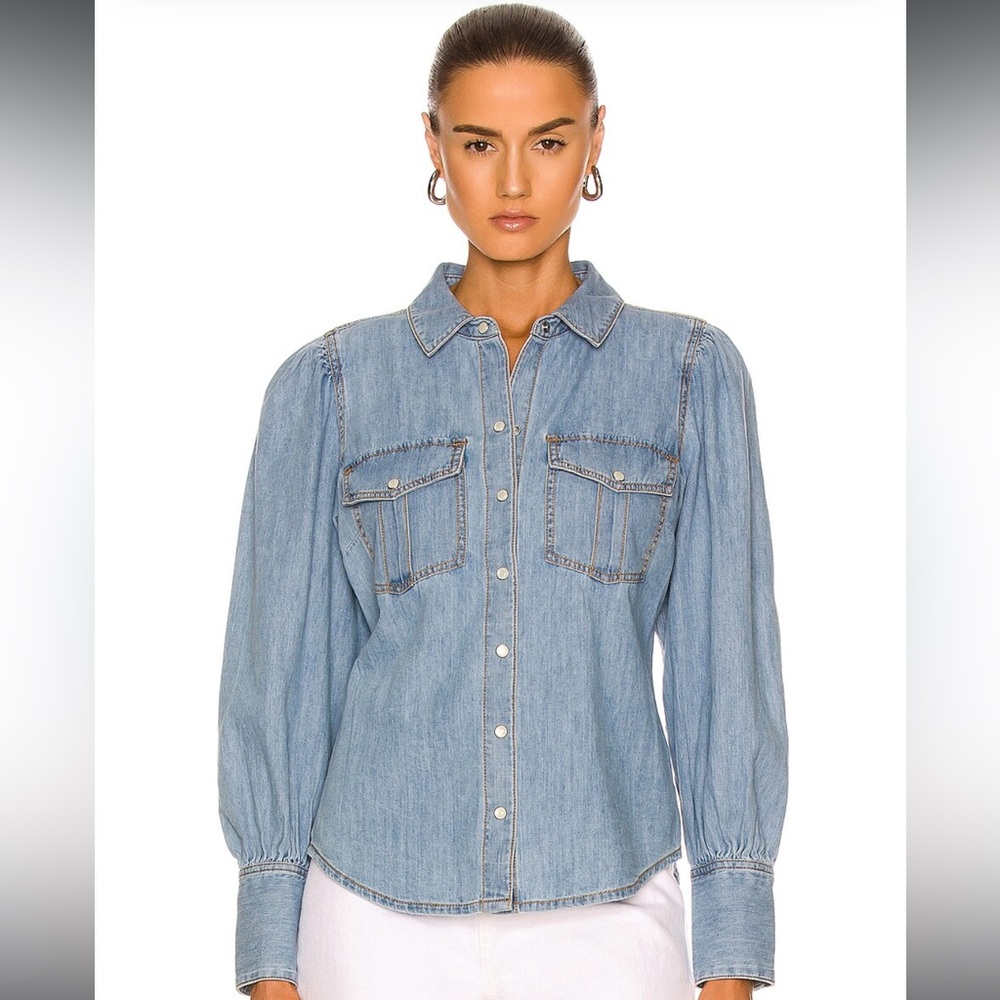 Veronica Beard Raelyn Denim Button-Down Shirt